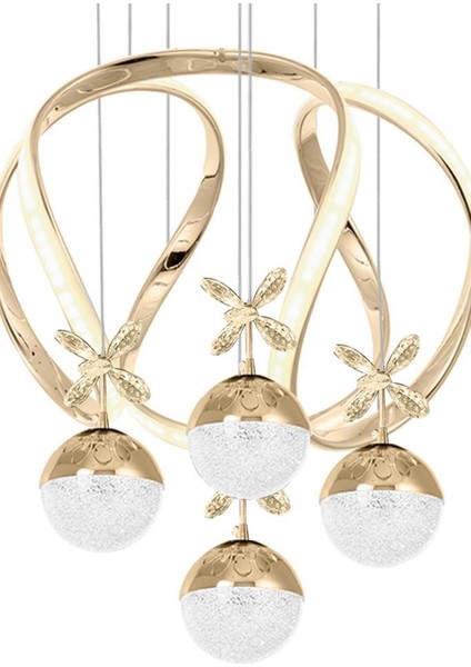 1688-50 Sr 4 Toplu Gold Led Avize(Beyaz Işık -Sarı Işık - Gün Işığı) modelleri