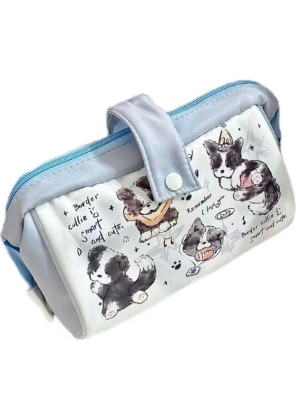 Büyük Kapasiteli Sevimli Köpek Yavrusu Ortaokul Öğrencisi Kırtasiye Çantası Kanvas Saklama Çantası Kalem Çantası (Yurt Dışından)