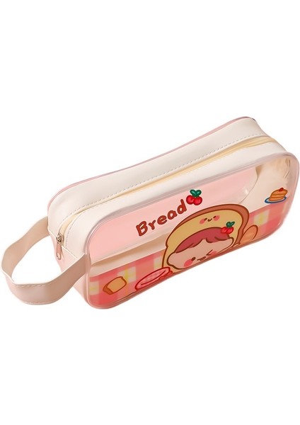 Karikatür Sevgiliye Kız Pvc Taşınabilir Kalem Çantası Öğrenci Çok Fonksiyonlu Kırtasiye Çantası Şeffaf Büyük Kapasiteli Su Geçirmez Kalem Çantası (Yurt Dışından)