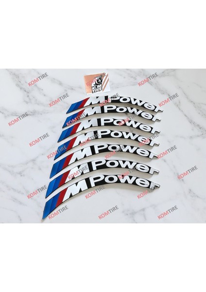 M Power 3D Lastik Yazısı 8 Adet Yazı + Yapıştırıcı