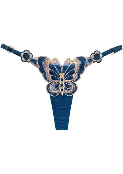 Lacivert Üzeri Gold Kelebek Nakışlı R