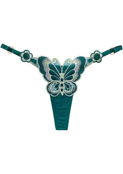 Yeşil Üzeri Açık Yeşil Kelebek Nakışlı R