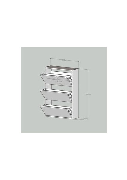 Kayar Raflı 3 Kapaklı Ayakkabı Dolabı