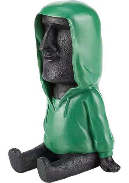 Paskalya Adası Baş Heykeli Antik Soyut Moai Heykeli Dekor Retro Heykelcik Yeşil (Yurt Dışından)