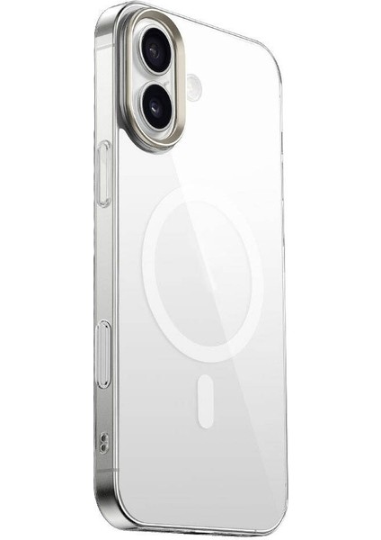 Apple iPhone 16 Plus Kılıf Magsafe Şarj Özellikli Şeffaf Cam Arka Yüzey Zore G-Glass Kapak-Şeffaf