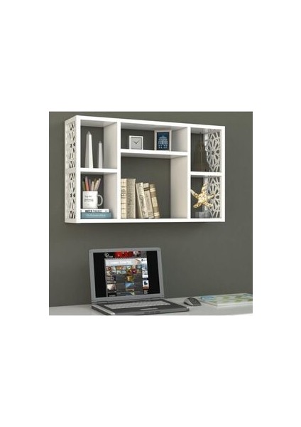 Beyaz Dekoratif Duvar Rafı 80x50x20 cm Dayanıklı Suntalam Malzeme ile Modern Tasarım modelleri