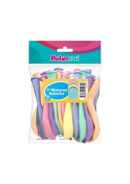 25'li Karışık Makaron Balon 12 Inç