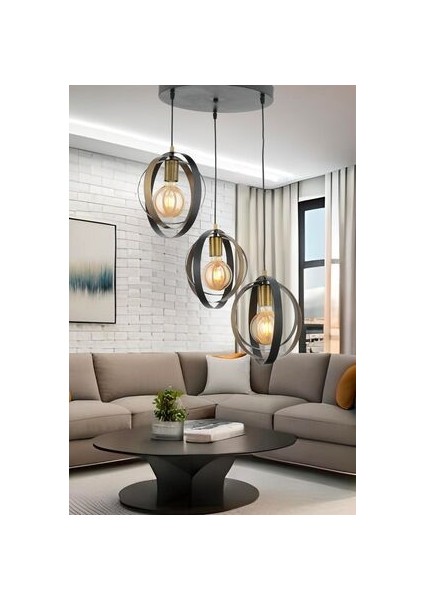 Avanos 3Lü Spor Modern Ofis Avizeleri Retro Sarkıt Mutfak Salon Sarkıt Avize