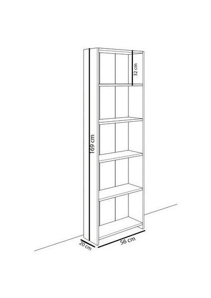 5 Raflı Klasik Tasarımlı Kitaplık - Suntalam, 169x56x20 cm, Meşe Renk, Geniş Depolama Alanı ile Şıklığı Yakalayın indirimleri