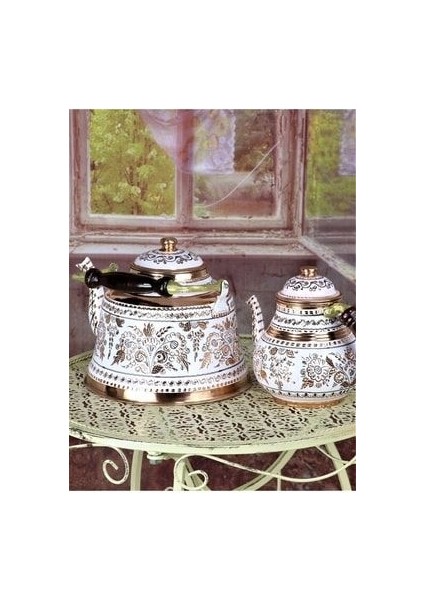 Gül Çiçek Royal Bakır Ihlamur Çaydanlık