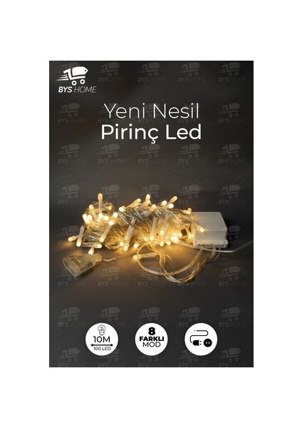 8 Fonksiyonlu 100 Ledli 10 M Fişli LED Dekor Lambası Dekoratif Yılbaşı Ağacı Işığı