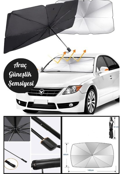 Güneşlik Gölgelik Ön Cam Şemsiyesi Oto Araç Içi Tüm Binek Araçlar Için Güneşlik Perde