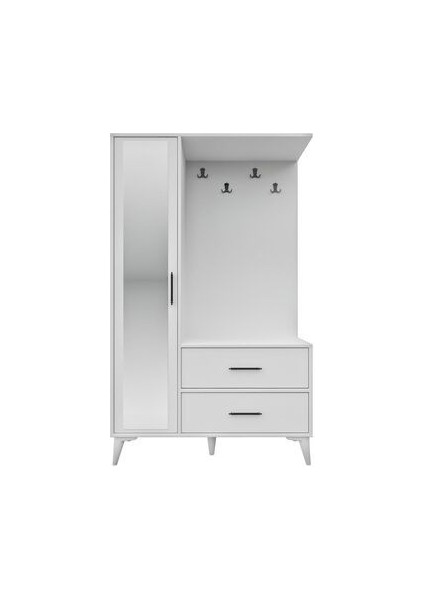 Oslo Aynalı Portmanto Vestiyer %100 MDF Klasik Tasarım 5 Raflı 110x181x36 cm Ölçülerinde indirimleri