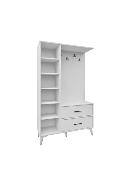 Oslo Aynalı Portmanto Vestiyer %100 MDF Klasik Tasarım 5 Raflı 110x181x36 cm Ölçülerinde