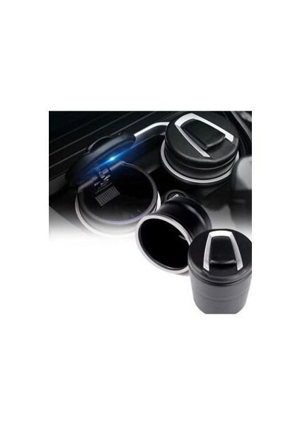 Araç İçi Küllük Mavi LED Işıklı Kapaklı Kullanım Kolaylığı Sağlar