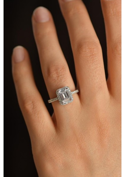 925 Ayar Zirkon Taşlı Rodyum Ayarlanabilir Baget Gümüş Yüzük fırsatları