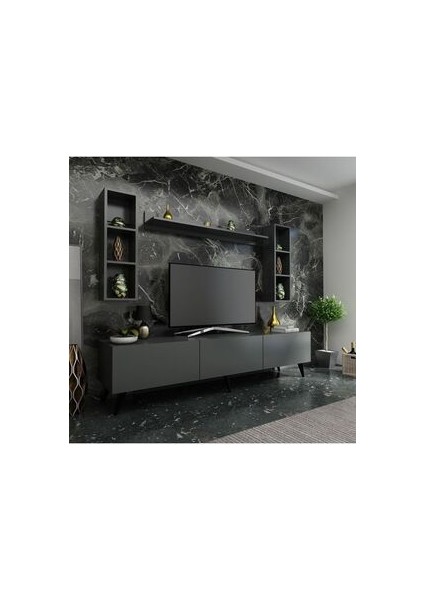 Festival TV Ünitesi Antrasit Renk Modern Tasarım Yonga Levha 180 cm x 44 cm