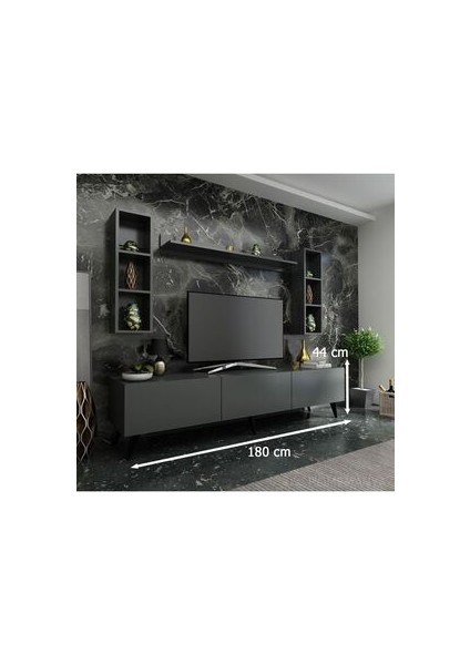 Festival TV Ünitesi Antrasit Renk Modern Tasarım Yonga Levha 180 cm x 44 cm modelleri