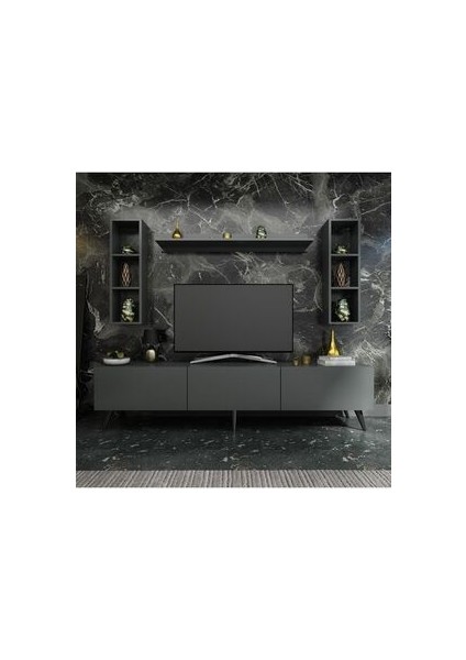 Festival TV Ünitesi Antrasit Renk Modern Tasarım Yonga Levha 180 cm x 44 cm fırsatları