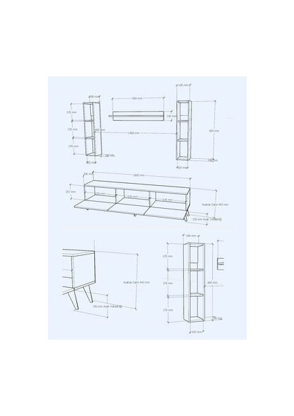 Festival TV Ünitesi Antrasit Renk Modern Tasarım Yonga Levha 180 cm x 44 cm indirimleri