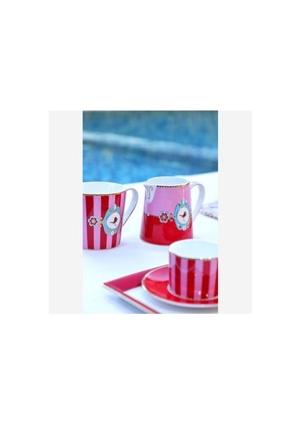 Pip Studio Love Birds Kırmızı/pembe Çizgili Küçük Mug 150 ml