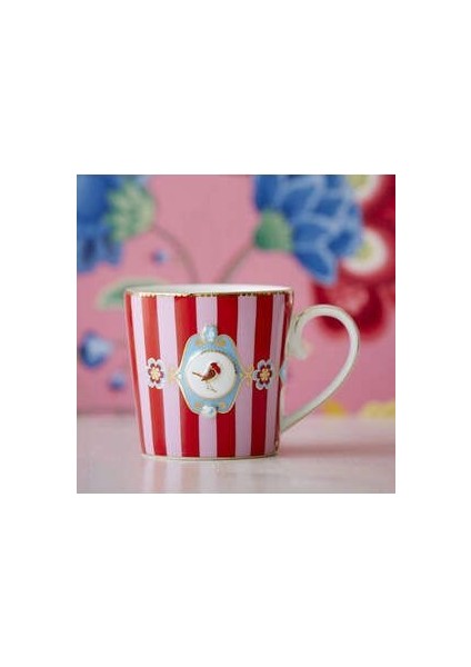 Pip Studio Love Birds Kırmızı/pembe Çizgili Küçük Mug 150 ml