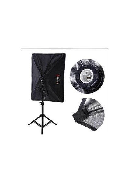 Softbox 50X70CM Paraflaş 4 Duylu Ikili Set Sürekli Işık 200CM Adaptörlü