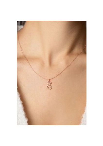 Kadın Kedi Temalı 925 Ayar Gümüş Kolye Rodyum Renkli Tasarım