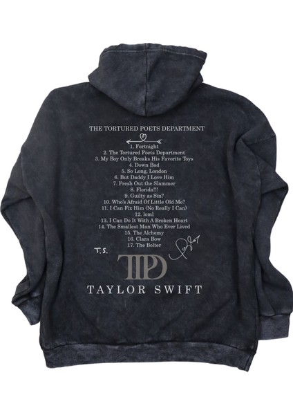 Unisex Ttpd Sırt Baskılı Kapüşonlu Yıkamalı Sweatshirt, Oversize Taylor Swift Retro Hoodie fiyatları