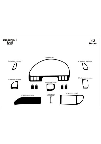 Marscockpitdesign Mitsubishi L400 Konsol-Maun Kaplama 1998-2006 13 Parça