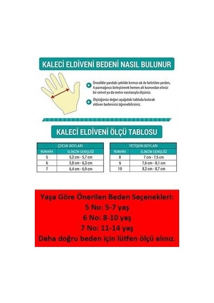 Reflex Yetişkin ve Çocuk Kaleci Eldiveni Bilek Bandajlı 5-6-7-8-9-10 Numara