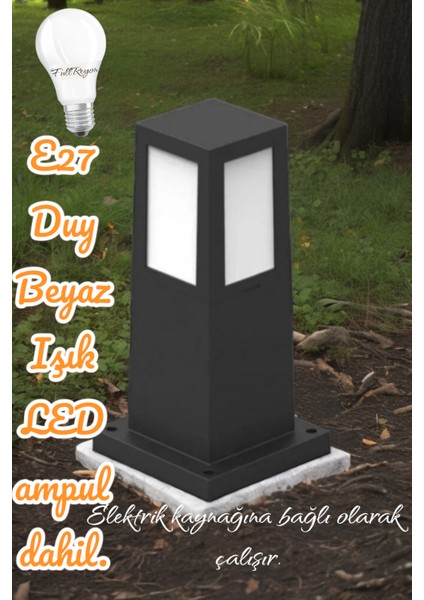 29 Cm, 10 Watt Beyaz Işık Ampullü Set Üstü Aplik, Bahçe Duvar Armatürü, Çim, Çiçek Bahçe Yolu Apliği