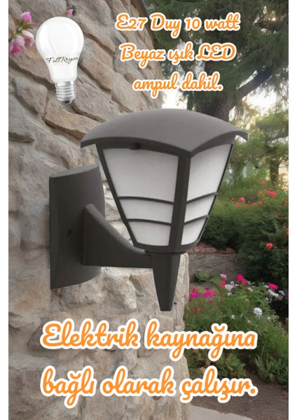 E27 Duylu, 10 Watt Beyaz Işık LED Ampul Dahil, Iç ve Dış Mekan Bahçe, Balkon, Teras, Kamelya Apliği