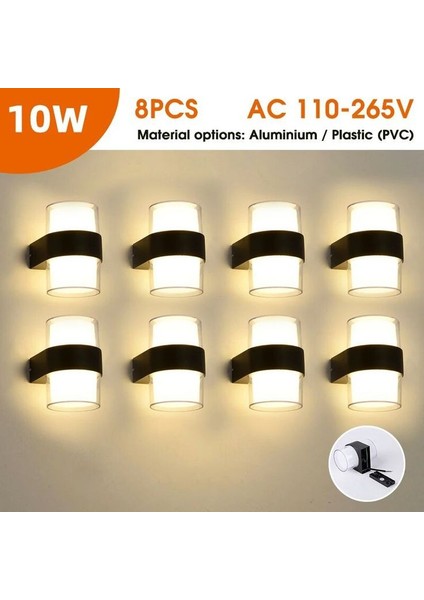 8 Adet Elektrikle Çalışır, 10 Watt Günışığı Alüminyum Kasa Dış ve Iç Mekan LED Aplik Modern Aplik