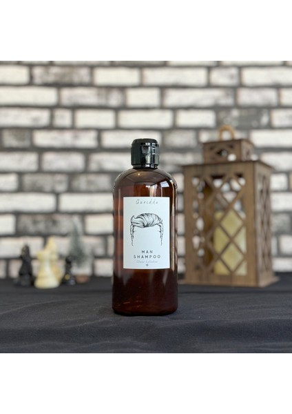 500 ml Erkek Şampuan (Man Shampoo) Etiketli Fliptop Kapaklı Amber Plastik Şişe Boston