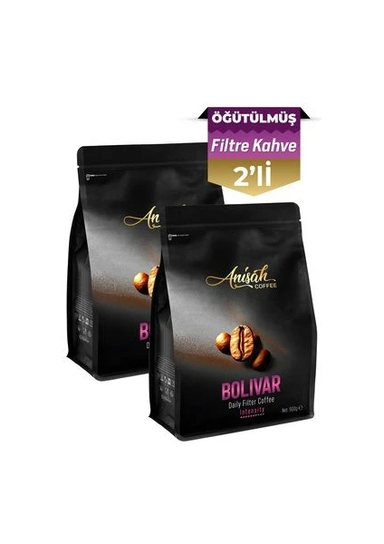 Anisah Coffee Bolivar Daily Filtre Kahve | Öğütülmüş Filtre Kahve | 2x500g | Orta Kavrulmuş (MEDİUM ROAST)