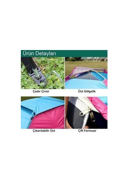 4 Kişilik Su Geçirmez Kamp Çadırı Kolay Kurulum Renkli 4 m² Alan indirimleri