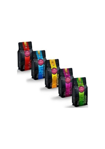 Dünya Filtre Kahve Seti 5x250gr (French press öğütme)