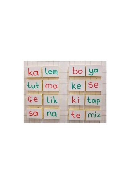Mıknatıslı Yaz-Sil Harf ve Hece Blokları 15 Adet 5x7 cm Renkli Eğitim Materyali