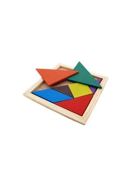 10 Adet Ahşap Tangram Zeka Gelişim Eğitici Oyuncak Mini Boy 7x7 cm 10 Adet