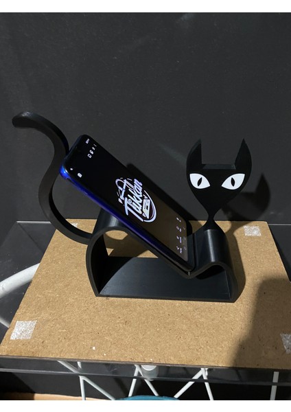 Siyah Kedi Figürlü Telefon Tutacağı