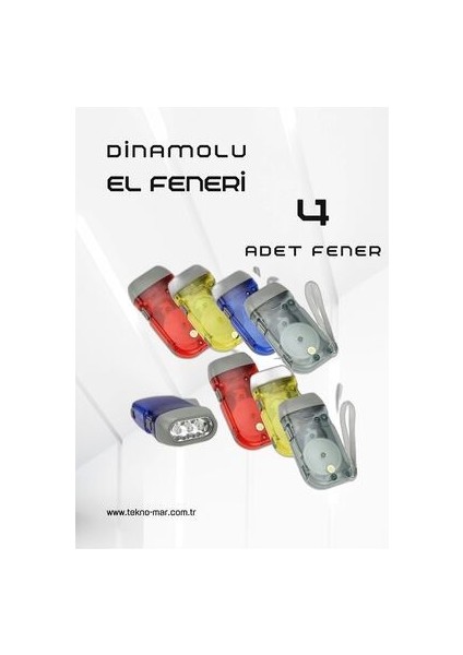 4 Adet Tüm Aileye Deprem Için Pilsiz Dinamolu 3 Ledli El Feneri Deprem Feneri Pilsiz Fener 4 Adet Dinamo Fener