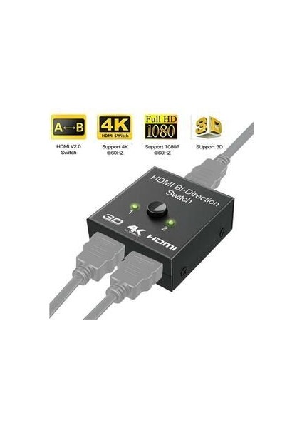 2162 2 Port Çift Yönlü HDMI Switch Splitter Çoklayıcı Çoğaltıcı