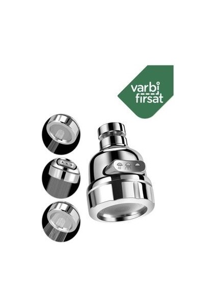 3 Fonksiyonlu Mutfak Lavabo Başlığı 360 Derece Döner