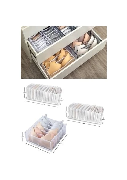 Small / Medium / Sütyen Çekmece Içi Düzenleyici Organizer 3'lü Set