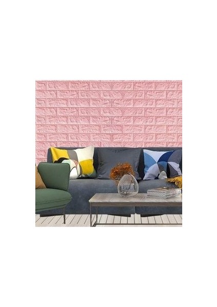 Kendinden Yapışkanlı 3D Duvar Kağıdı Paneli 70X38 cm Pembe