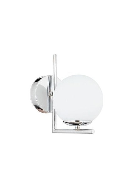 Korner Modern Spor Dekoratif Krom Renk Glop Beyaz Camlı Duvar Aplık