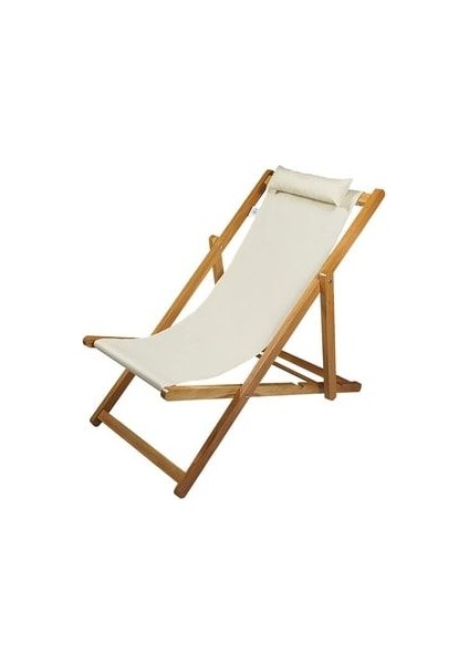 Ahşap Katlanabilir Taşınır Şezlong. Plaj, Bahçe, Teras, Balkon Şezlongu. 3 Lü Set (Krem) fiyatları