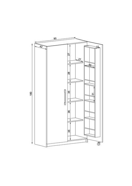 AVM Park Erzak Dolabı 2 Kapak 180 cm Atlantik Çam