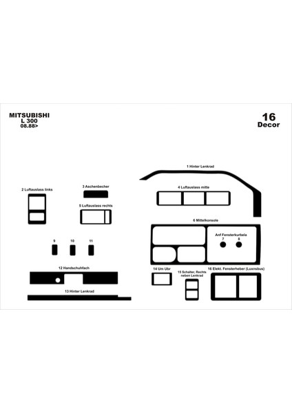 Marscockpitdesign Mitsubishi L300 Konsol-Maun Kaplama 1988 16 Parça